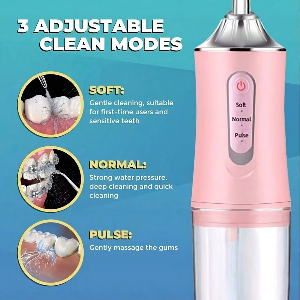 Wireless Electric Water Jet Dental Cleaning System with 4 Nozzles - 360° Rotating Nozzles, USB Rechargeable, Lithium Battery, Ideal for Daily Teeth &amp; Gums Care