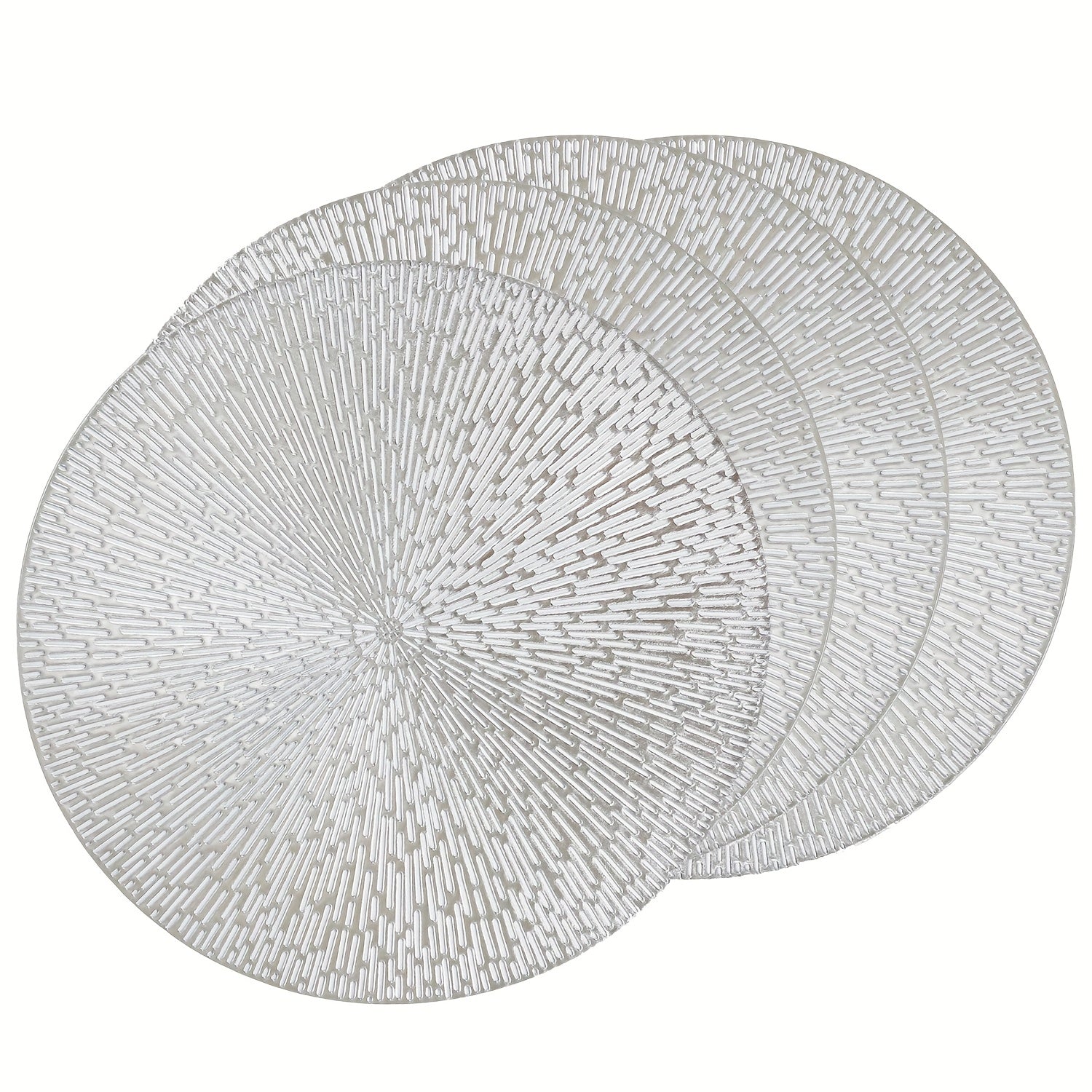 Lot 4/6 sets de sets de table ronds en vinyle, doré/argenté/rose, diamètre 38,1 cm, lavables et faciles à nettoyer, décoration table et fêtes.