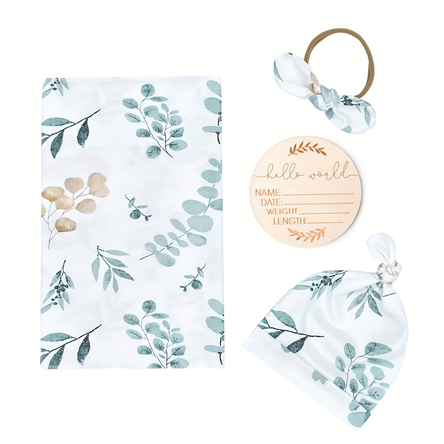 CINCOBEBÉ Newborn Swaddle Blanket &amp; Hat Set - Soft Polyester Baby Wrap with Floral Pattern, Machine Washable, Includes Headband &amp; Monthly Card, Perfect Gift for Boys and Girls, Newborn Essentials|Floral Pattern Blanket|Polye