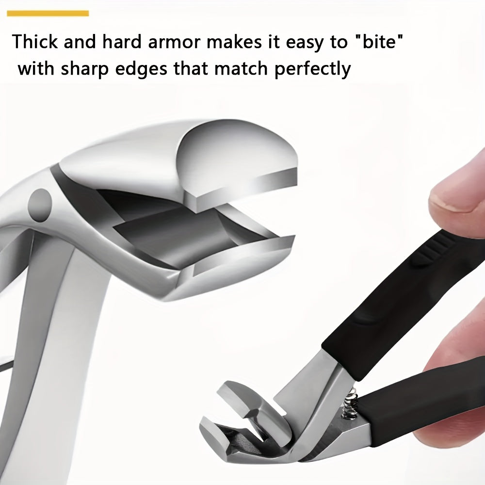 [Heavy-Duty | Stainless Steel] 5pcs Heavy-Duty Stainless Steel Nail Care Kit | Ingrown &amp; Thick Toenails Clippers Set with Nail File, Cuticle Nippers - Classic Black Handles for Men, Women, Seniors, Halloween Gift, DUANGDUANGB