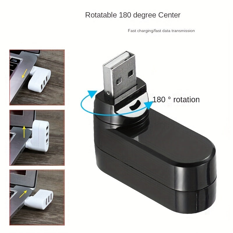 High Quality For Laptop For PC USB Hub Rotate Splitter Mini Adapter 3 Ports