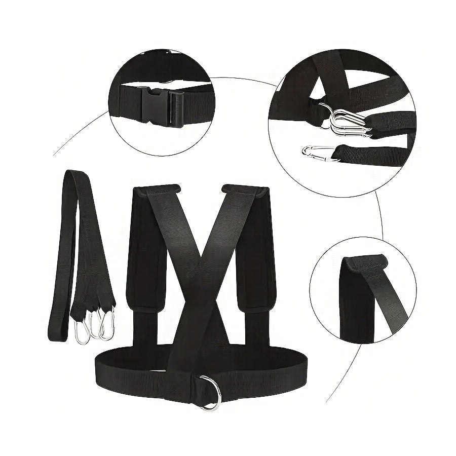 A Fitness Weight Belt, Resistance Bands, And Sled Harness Suitable for Strength, Speed, And Agility Training - Enhance Your Athletic Performance And Achieve Your Fitness Goals Faster.