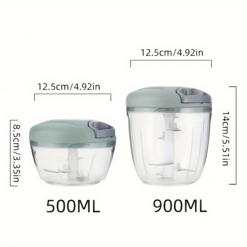 170ml/500ml/900ml Manual Food Chopper, Spice and Herb Grinder - Multifunctional Garlic Press, Vegetable Cutter, and Meat Grinder with Stainless Steel Blades, ABS Plastic Container, Perfect for Quick Garlic Preparation at Home