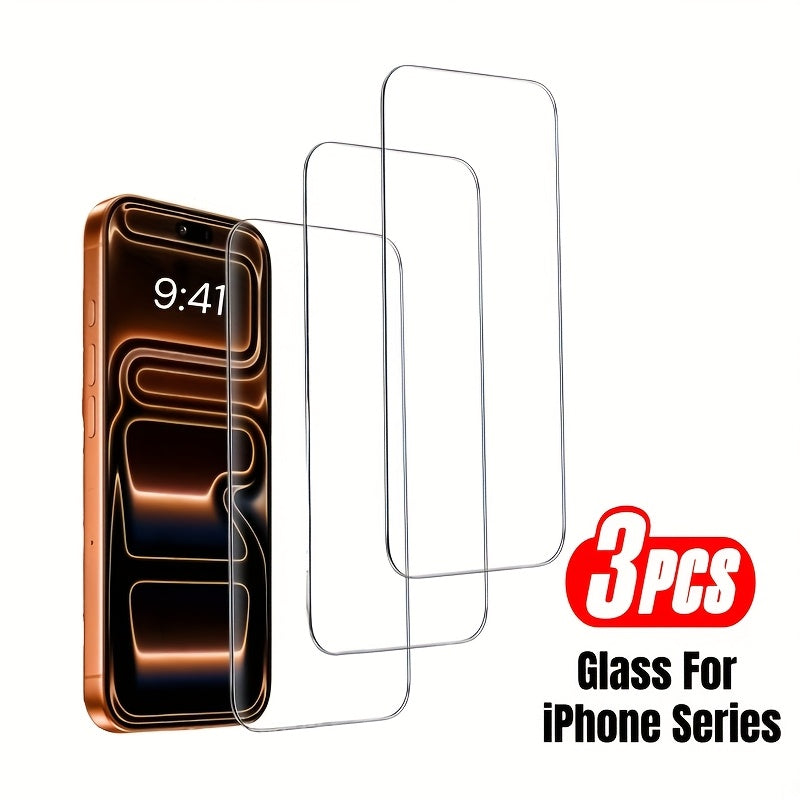 3pcs Premium Tempered Glass Screen Protector Film for iPhone 16 Pro Max Pro Plus, 15 14 13 12 11 Pro Max Plus, 12 Mini 13 Mini, X XR XS Max, 6/7/8 Plus, 7/8/SE2/SE3, 3pcs Full Cover Protection Film with HD Clarity, Anti-Scrat