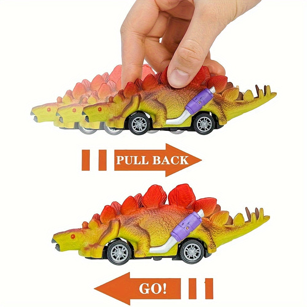 6pcs Dinosaur Toy Car Set for Youngsters Ages 3-6 - Colorful, Interactive Slewing Action, Durable ABS Plastic, Non-Battery Operated - Ideal Halloween &amp; Christmas Gifts, Dinosaur Party Decorations