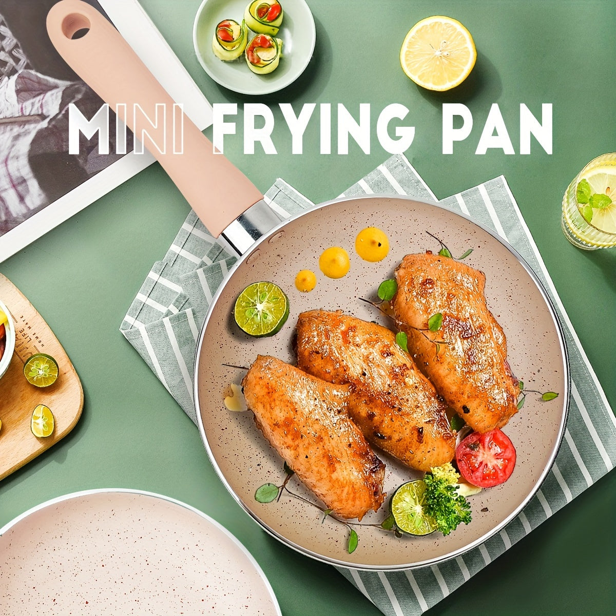 Mini Egg Skillet Non-Stick - Cute Breakfast Frying Pan with Blue Handle, Ideal for 1-Serving Meals, Perfect for Making Omelets, Scrambled Eggs, and More, Breakfast Cooking Essentials | Colorful Kitchenware | Sustainable Cookware