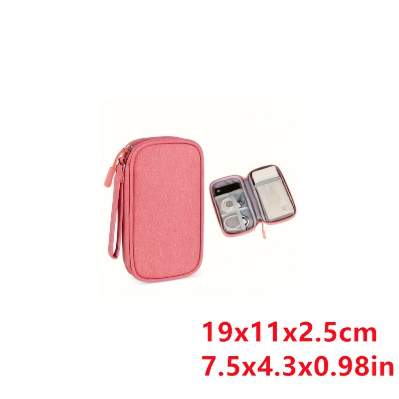 Trousse élégante en tissu avec compartiments multiples – organise câbles, batteries et accessoires, légère, pliable, pratique pour le voyage.