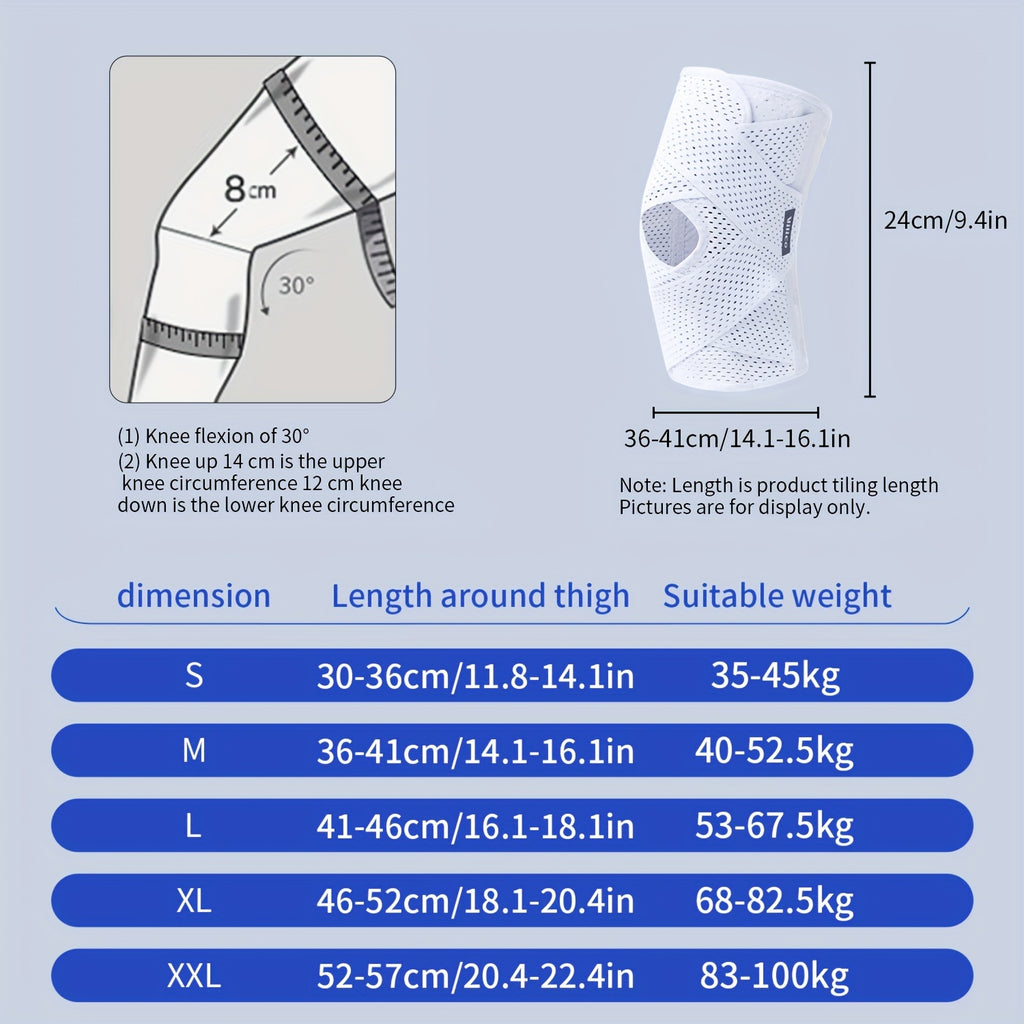 Genouillère élastique unisexe, respirante en polyester, maintien sportif pour basketball et activités de plein air variées.