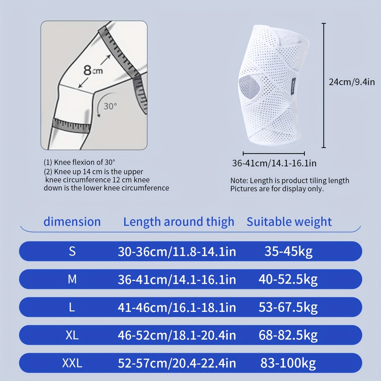 Genouillère élastique unisexe, respirante en polyester, maintien sportif pour basketball et activités de plein air variées.