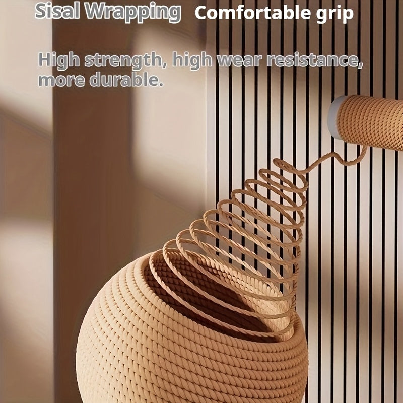 Balle jouet en sisal naturel, durable et résistante, produit un son sans batterie, idéale chats moyens, parfaite jeux intérieurs/extérieur.