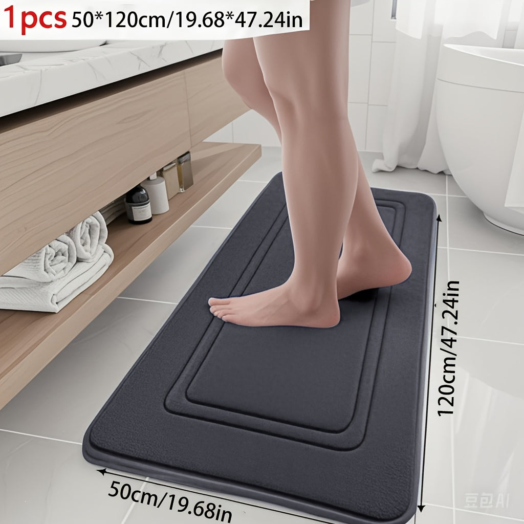 1pc Quick-Dry Bath Mat - Non-Slip Bathroom Mat with Geometric Pattern, Machine Washable Bath Mat, Soft Cushioned Floor Mat for Shower, Kitchen, Laundry, Bedroom - Beige/Neutral Colors, Durable Polyester Bathroom Decor, Bath M