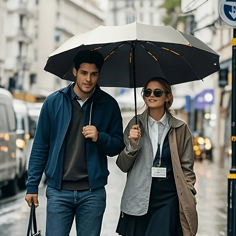 Parapluie automatique 10 baleines, coupe-vent, unisexe, ouverture en un clic, robuste et élégant, idéal pour voyages et usage quotidien.