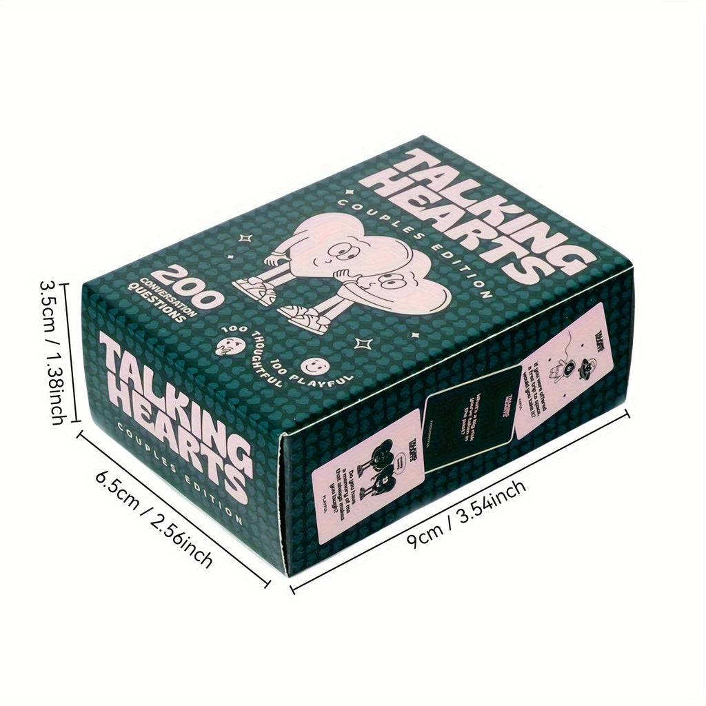 Cartes de conversation cœur, 200 questions plus 2 jokers, jeu romantique pour couples, idéal rendez-vous, voyage ou Saint-Valentin.