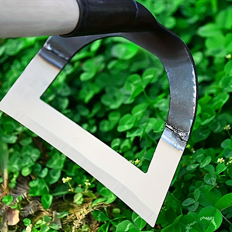 Heavy-Duty Manganese Steel Garden Hoe with Sharp Hollow Rake - Durable All-Steel Construction &amp; Ergonomic Orange Handle for Efficient Weed Removal, Professional Gardening Tool for Vegetable Farms, Backyard Planting &amp; Lawn Car