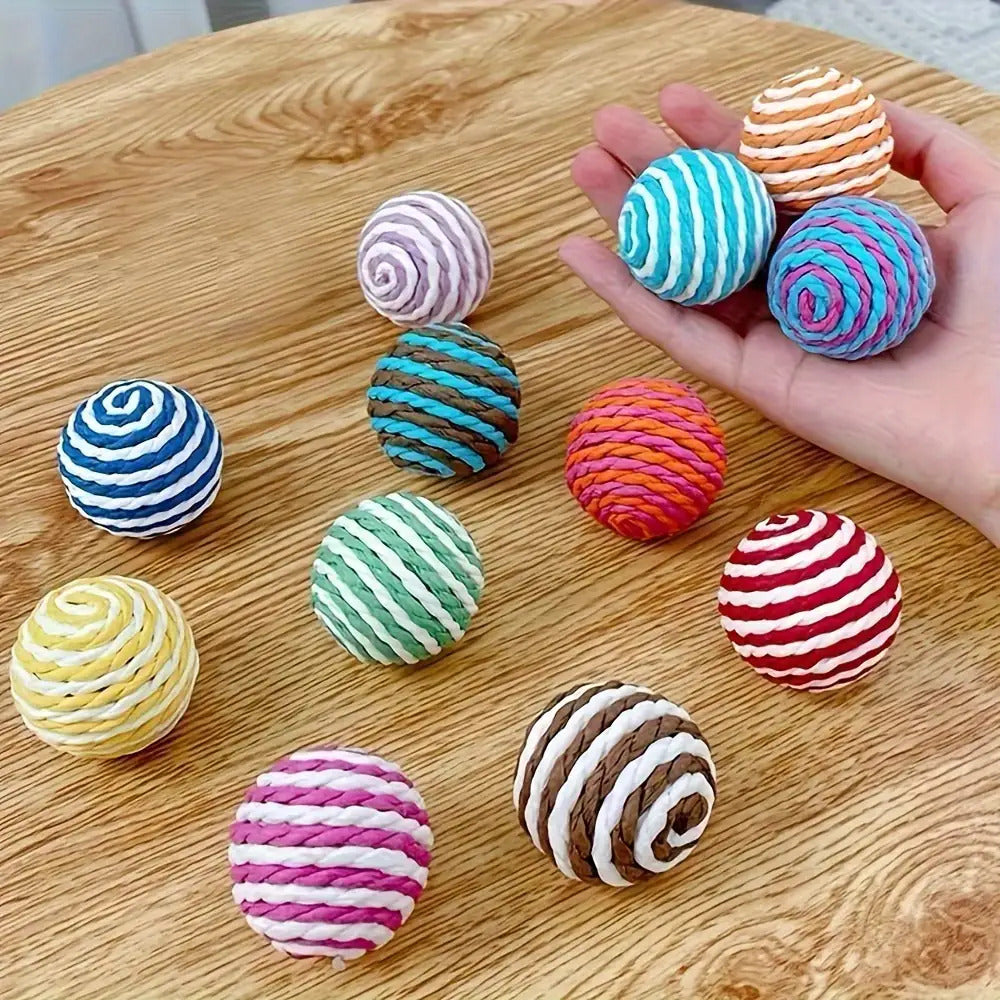 Lot de 3 ou 6 balles à griffer en sisal, résistantes et non toxiques, favorisent hygiène dentaire, jouet interactif pour chats.