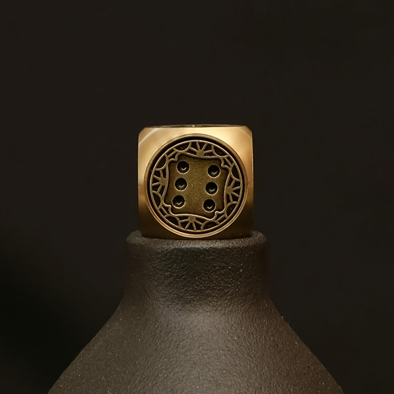 زينة زخرفية على شكل نرد نحاسي، مصقولة بدقة لطاولة غرفة المعيشة | ديكور مكتب، عمل فني مصنوع من النحاس، مناسب لألعاب البوكر، مثالي لحفلات الهالوين/الكريسماس/عيد الشكر للكبار