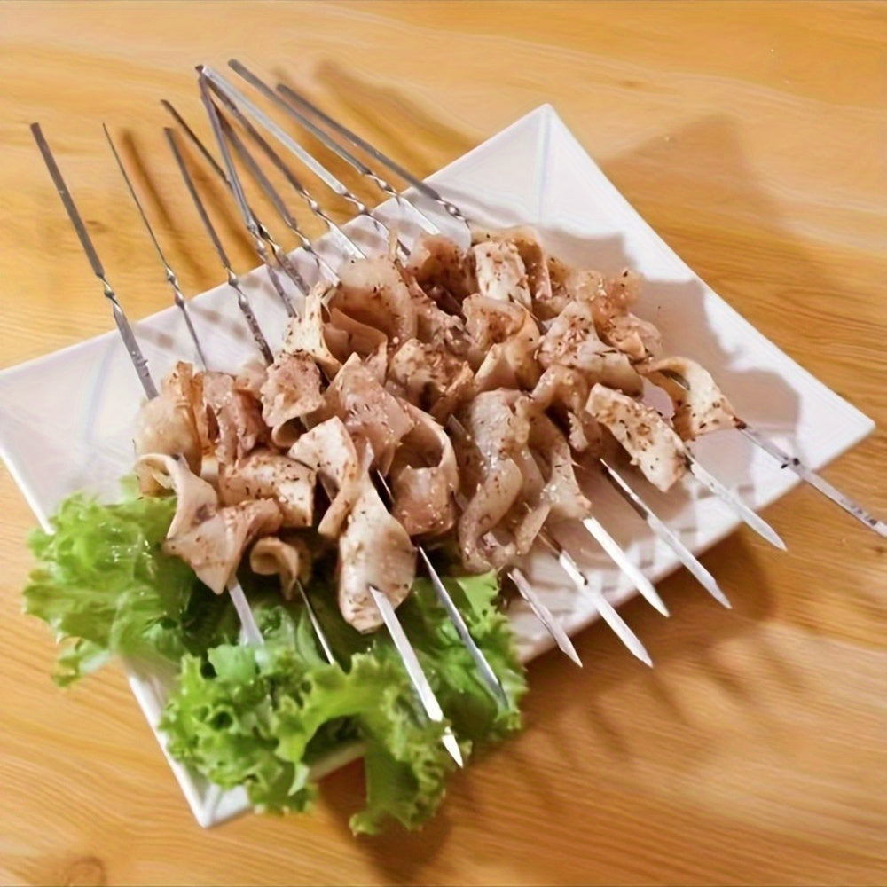 Lot 20/30/50 brochettes inox durables : réutilisables, faciles à nettoyer, avec tube de rangement. Idéales pour barbecue intérieur et extérieur.