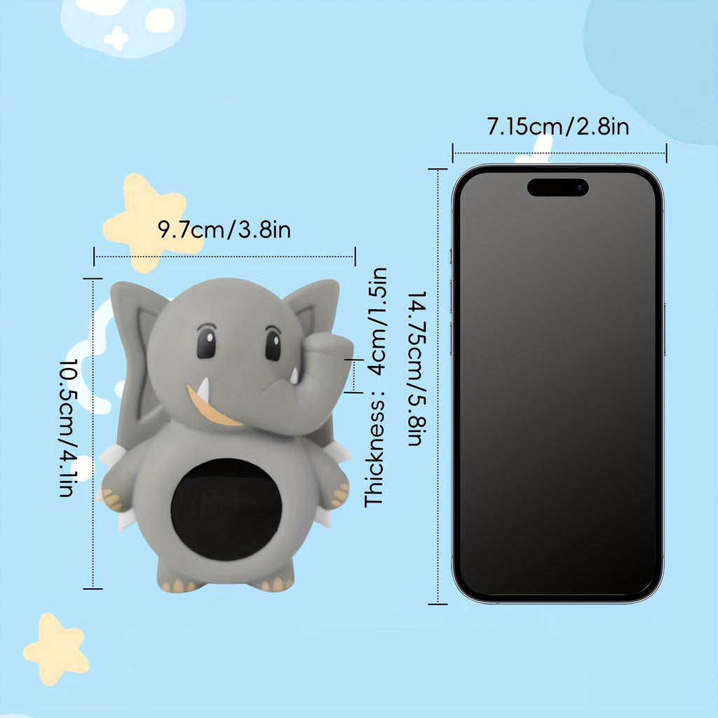 LED Display Celsius Fahrenheit Cartoon Elephant Water Thermometer for Kids, Room &amp; Bathroom Sink Triple Precision Induction Hygrometer with Button Battery Included - Christmas Birthday Gift Home Decor, Playful Design, Safe Ma