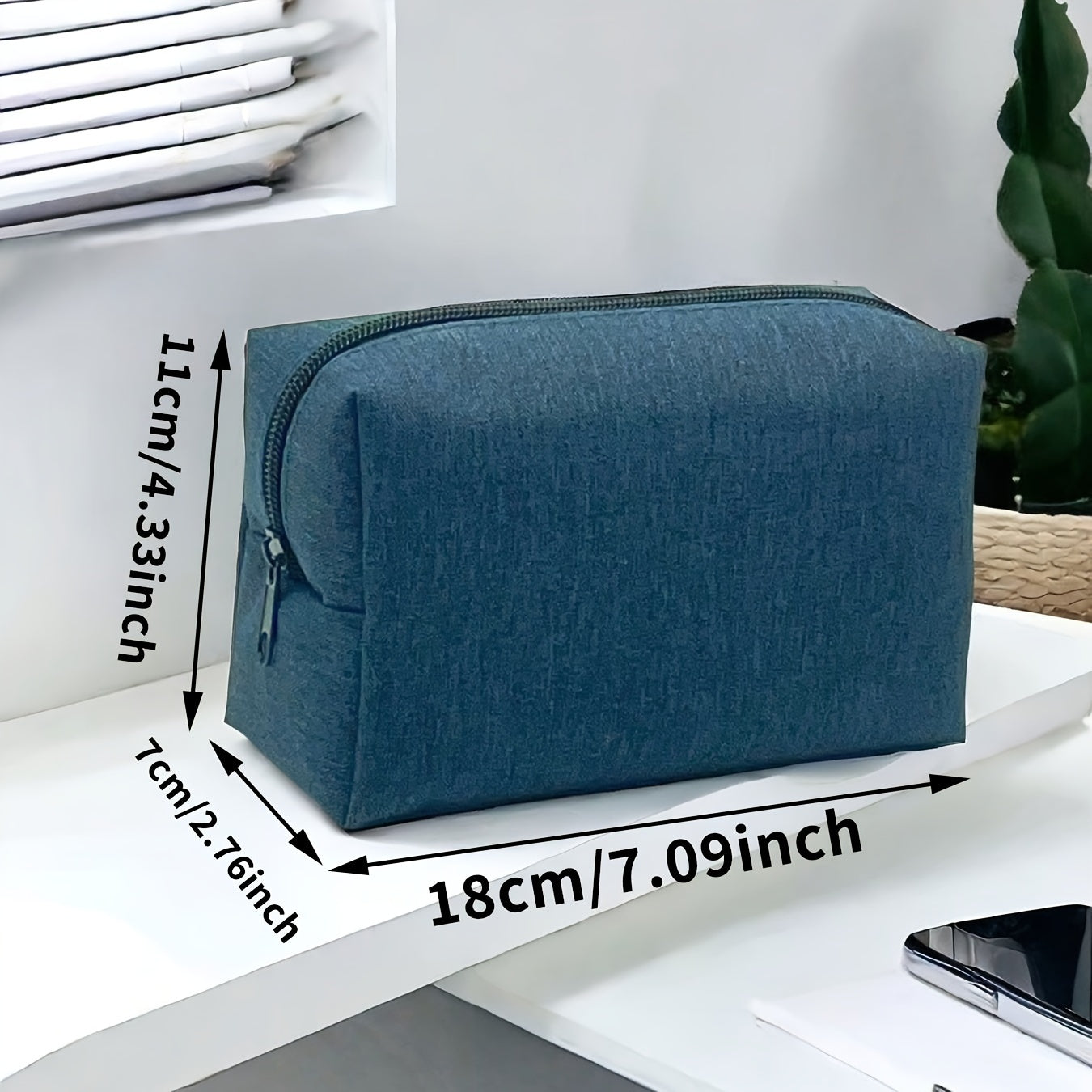 Trousse portable en tissu Oxford cationique – mini sac cosmétique, rangement pratique pour câbles, écouteurs, cosmétiques et petits objets.