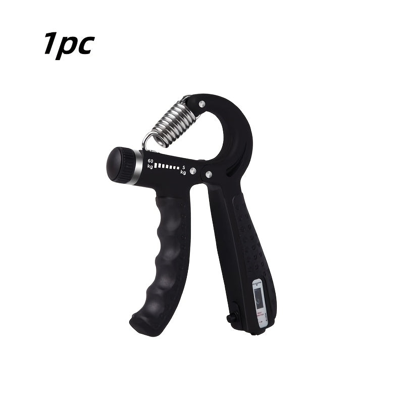 Exerciteur avant-bras réglable 5‑60 kg, alliage aluminium, compteur digital, renforcement musculaire et rééducation, équipement fitness à domicile, design élégant.
