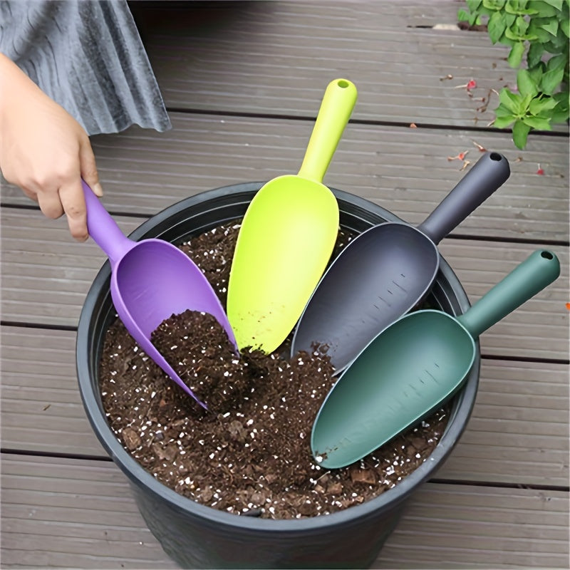 Pelle de jardin en plastique, pour planter fleurs et légumes, ameublir terre et rempotage, graduée et maniable, outil pratique.