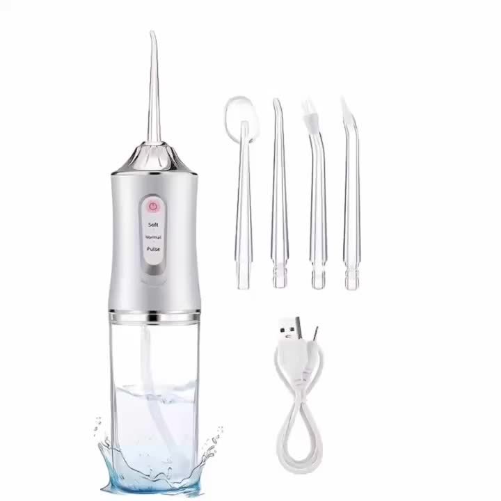 Wireless Electric Water Jet Dental Cleaning System with 4 Nozzles - 360° Rotating Nozzles, USB Rechargeable, Lithium Battery, Ideal for Daily Teeth &amp; Gums Care