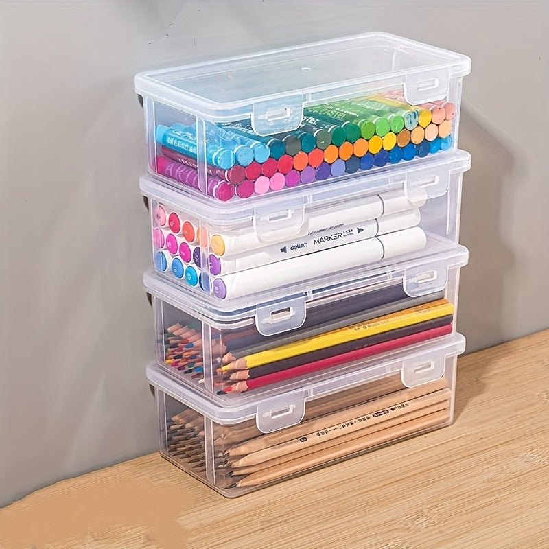 4-Pack Large Transparent Storage Boxes with Lids - Heavy-Duty Organizer Bins, Clear Stackable Containers for, Office, Arts & Crafts - Lightweight & Portable with Snap Lid Closure, Ideal for Home,, Workspace Organization, Stor