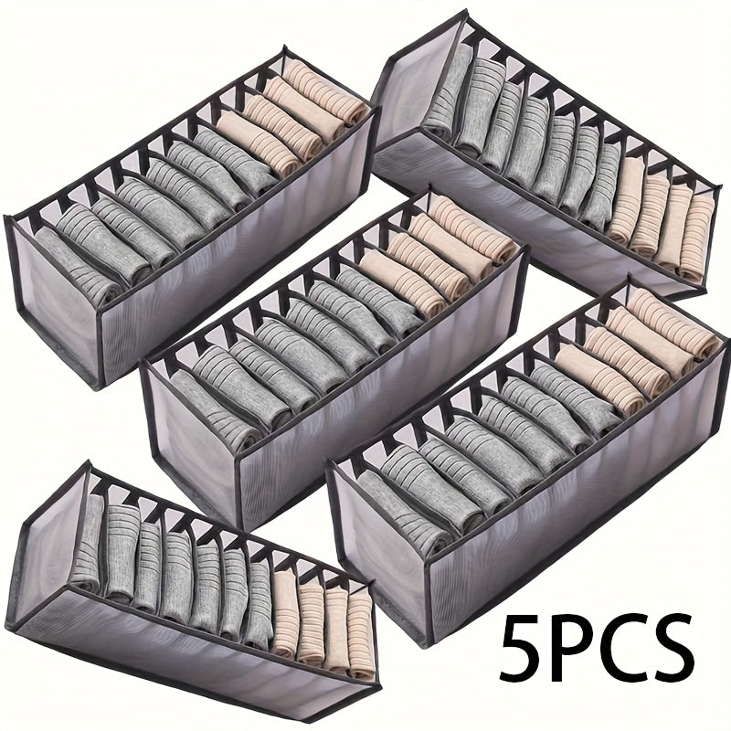 3-Pack Elegant Non-Woven Fabric Mesh Storage Bins, Foldable Underwear and Pants Organizer for Closet, Space-Saving Drawer Divider for Jeans and Apparel