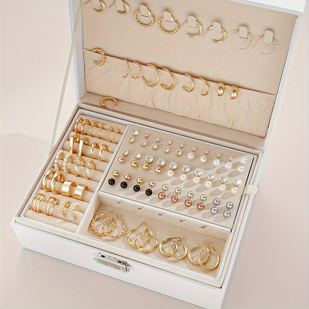 Set de 108 boucles d’oreilles féminines en alliage de zinc avec strass, style élégant et décontracté, idéal cadeau sans boîte.