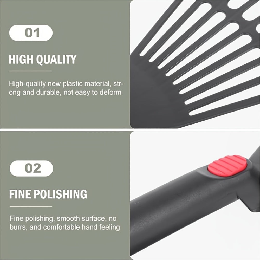 Râteau de jardin noir en plastique avec manche, robuste et portable, idéal pour feuilles, pelouse et entretien extérieur.