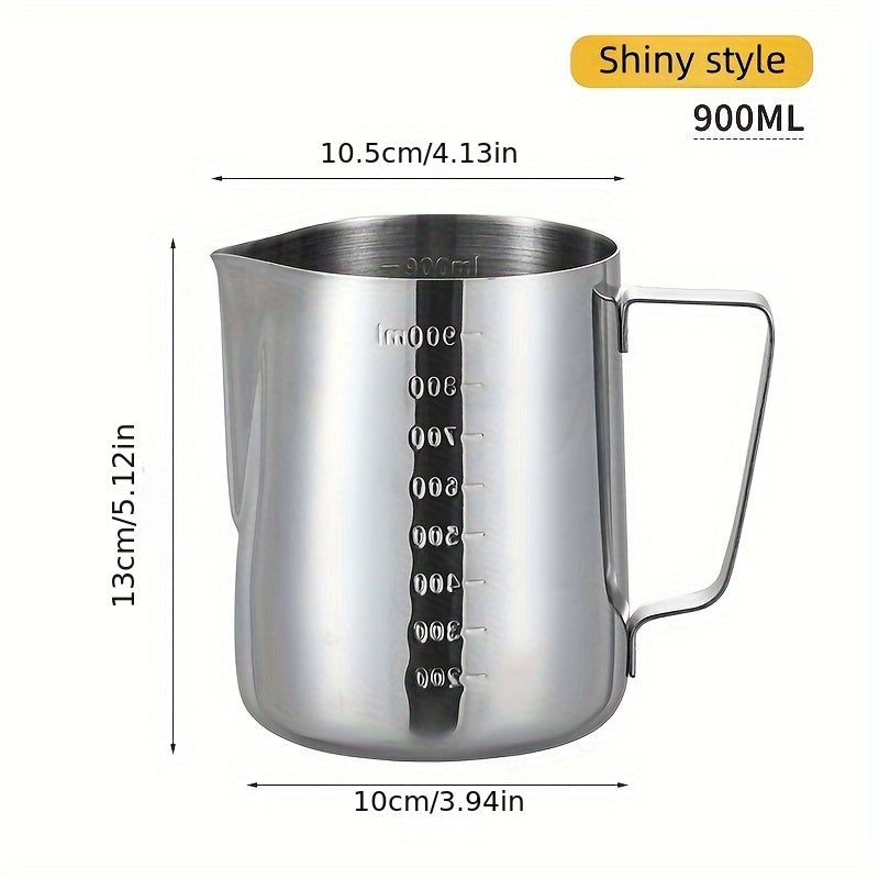 Stainless Steel Milk Frothing Pitcher with Measurement Marks - Perfect for Latte Art &amp; Coffee Decorations, Ideal for Home and Commercial Use