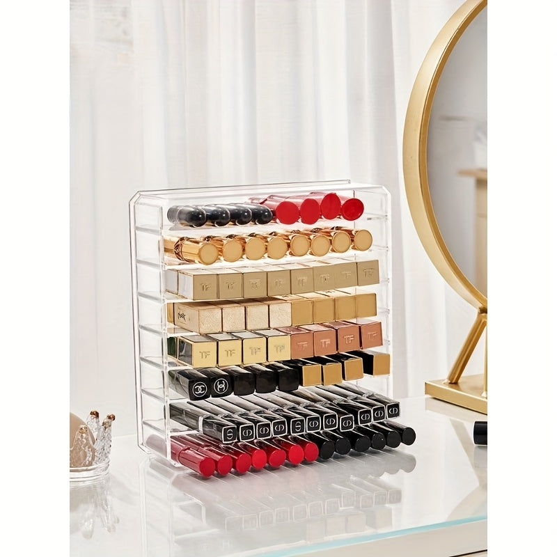 2-Pack Clear Plastic Cosmetic Organizer Tray, Multi-Functional Countertop Storage for Lipstick, Nail Polish, Eye Shadow - No Electricity Needed Display Case