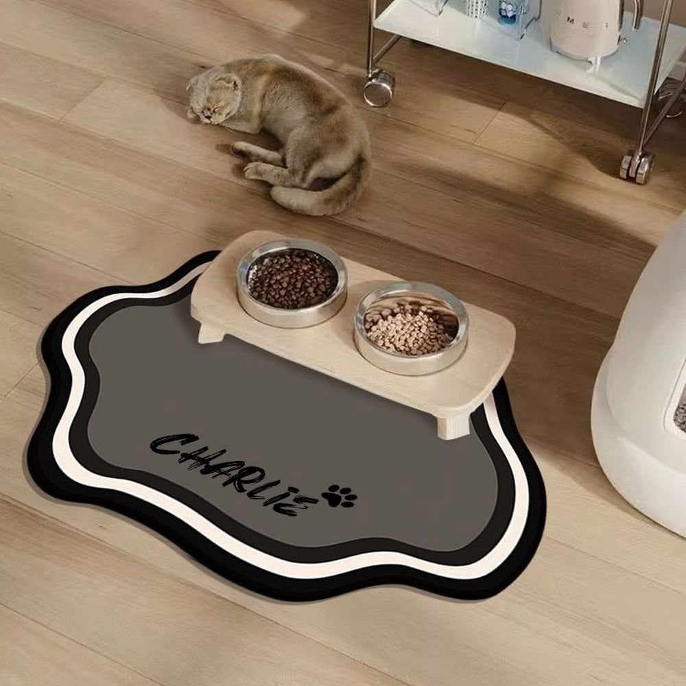 Tapis de repas personnalisé pour animaux, absorbant, antidérapant, séchage rapide, style nordique, caoutchouc durable, idéal intérieur pour chats et chiens.