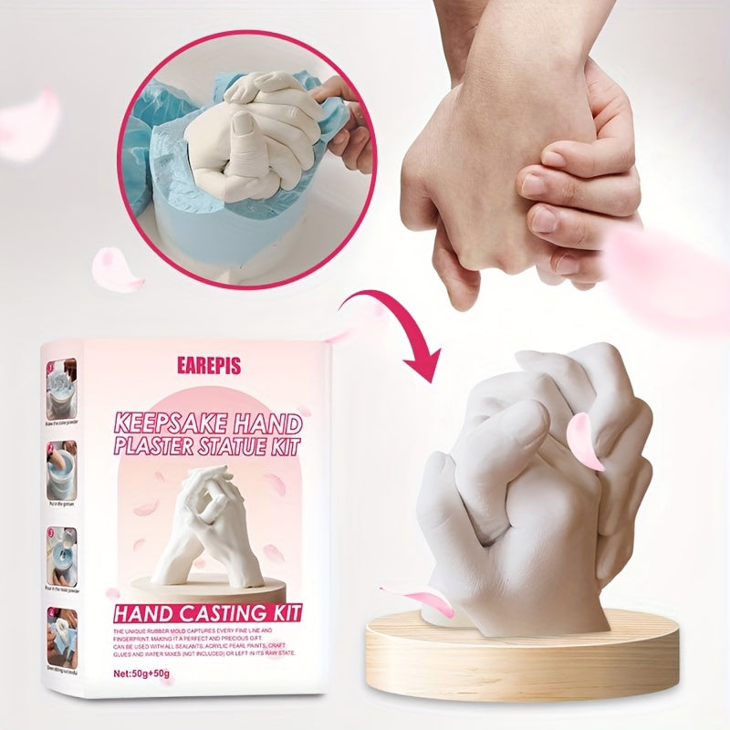 Kit de moulage de main 3D, DIY pour couples, amis ou famille, avec poudre, papiers abrasifs et accessoires, cadeau créatif parfait.