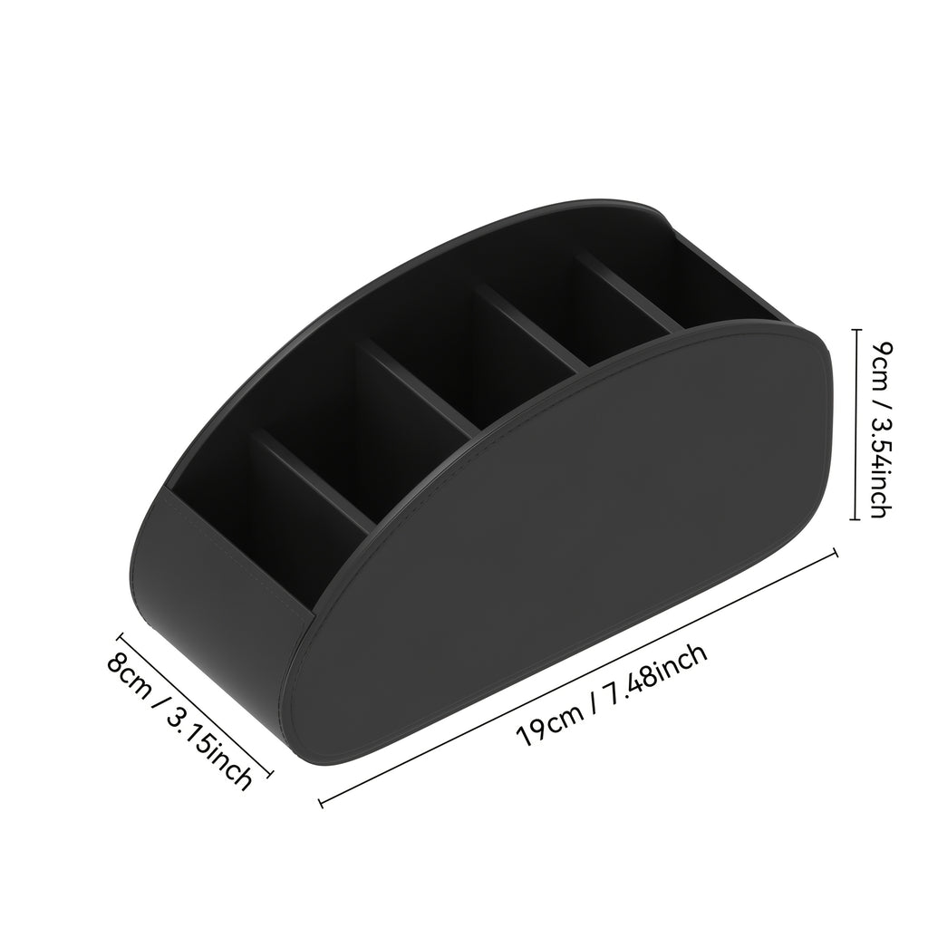 Organisateur pour télécommandes avec 5 compartiments, compatible TV et box, plateau gain de place pour salon, bureau ou chambre, rangement pratique pour accessoires.