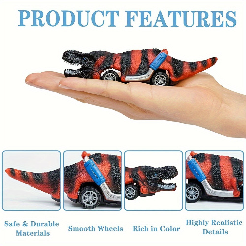 6pcs Dinosaur Toy Car Set for Youngsters Ages 3-6 - Colorful, Interactive Slewing Action, Durable ABS Plastic, Non-Battery Operated - Ideal Halloween &amp; Christmas Gifts, Dinosaur Party Decorations