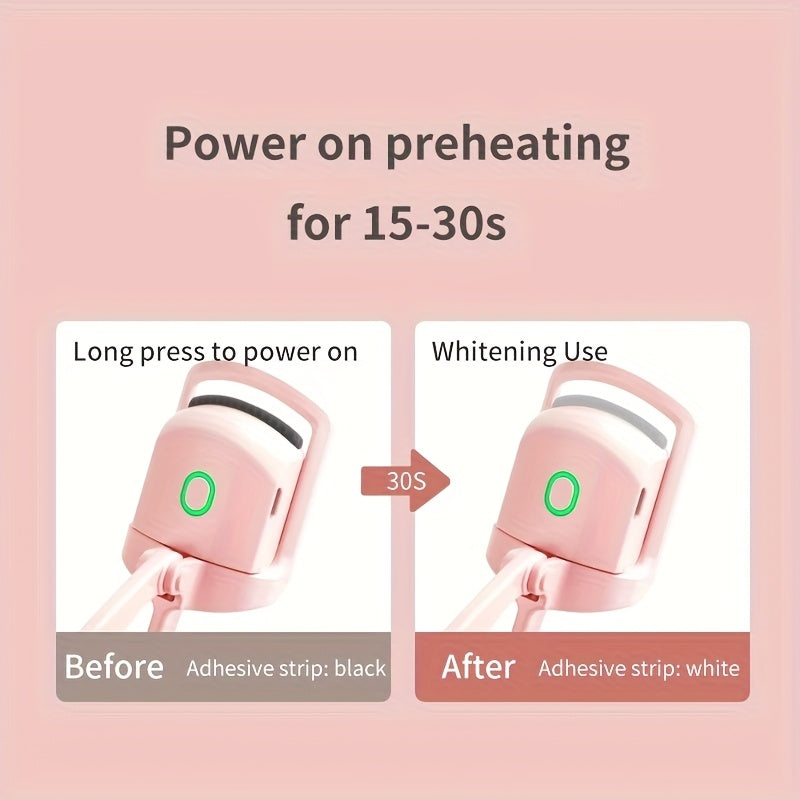 Recourbe-cils électrique 2-en-1, rechargeable USB, chauffe rapide, design moderne, pour des cils parfaitement courbés, idéal maison et voyage.