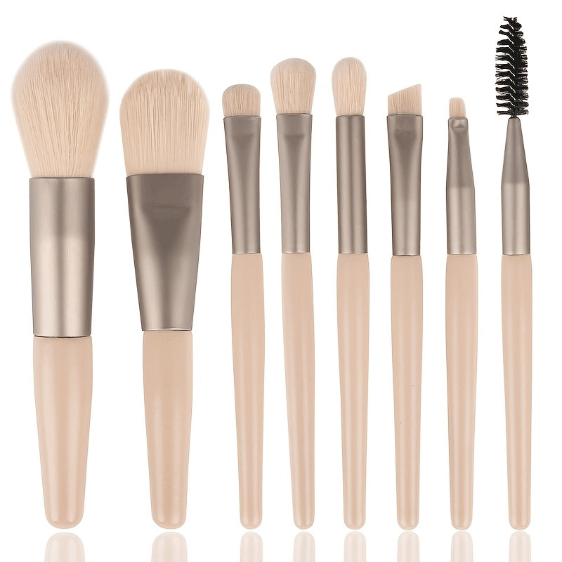 Set pinceaux maquillage hypoallergéniques en polyester, poils pour yeux, poudre et sourcils, manche ABS, kit portable pour tous types de peau.