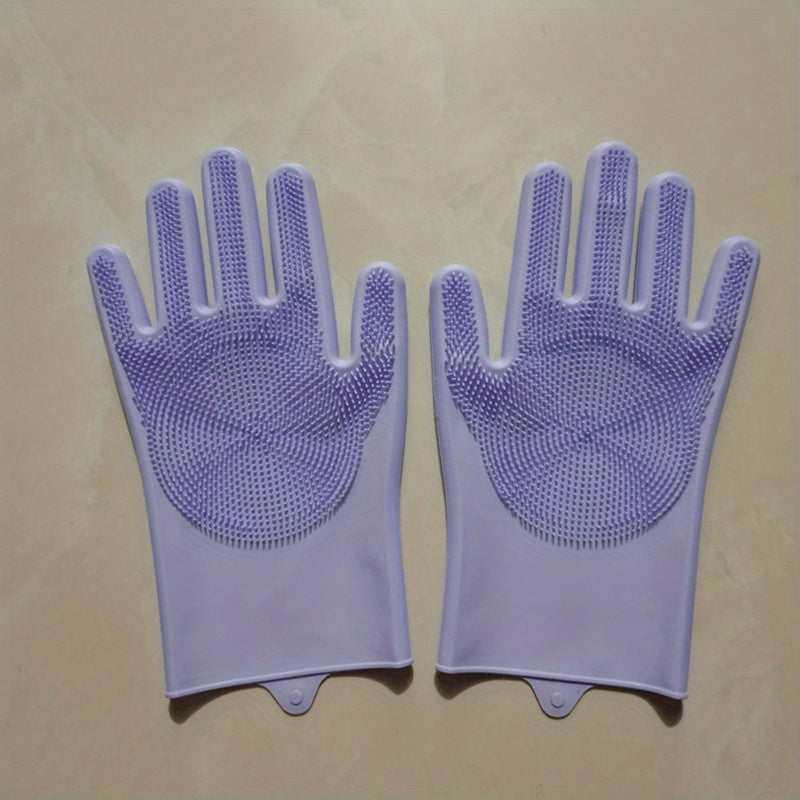 2-in-1 Cleaning Gloves - Dual-Purpose Scrubbing &amp; Scrubbing Gloves with Textured Surface, Lightweight &amp; Durable for Kitchen, Bathroom, Pet Bathing - Dishwashing, Scrubbing, Cleaning - Compatible with Dish Soap, Scrubbing Pads