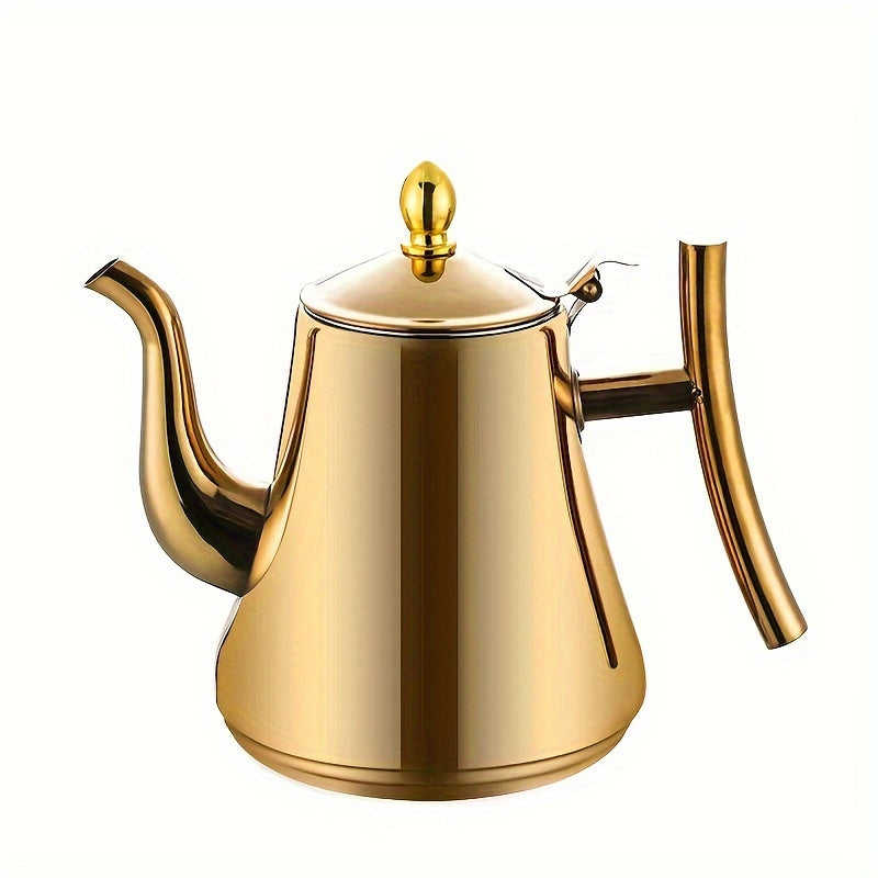 1 Set Of Stainless Steel Coffee Maker With Strainer - 1L/1.5L/2L Capacity, Heat Resistant Teapot Kettle For Restaurant Home Use - Tea Set - Coffee & Cold Water Kettle, Stainless Steel 304 Material Teapot Set With Removable Te