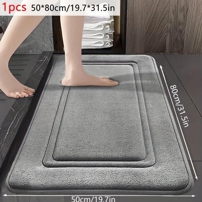 1pc Quick-Dry Bath Mat - Non-Slip Bathroom Mat with Geometric Pattern, Machine Washable Bath Mat, Soft Cushioned Floor Mat for Shower, Kitchen, Laundry, Bedroom - Beige/Neutral Colors, Durable Polyester Bathroom Decor, Bath M