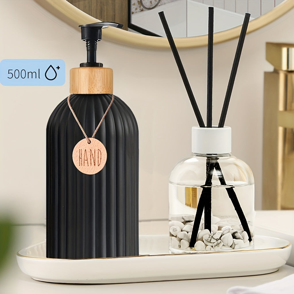 5pcs Modern Black Dish &amp; Hand Soap Dispenser Set - Heavy-Duty Plastic Countertop/Poorly- Counter Compatible Soap System (No Nickel-Free reservoir), Hygienic One-Touch &amp; Sink Area - Space-Saving Storage Containers for
