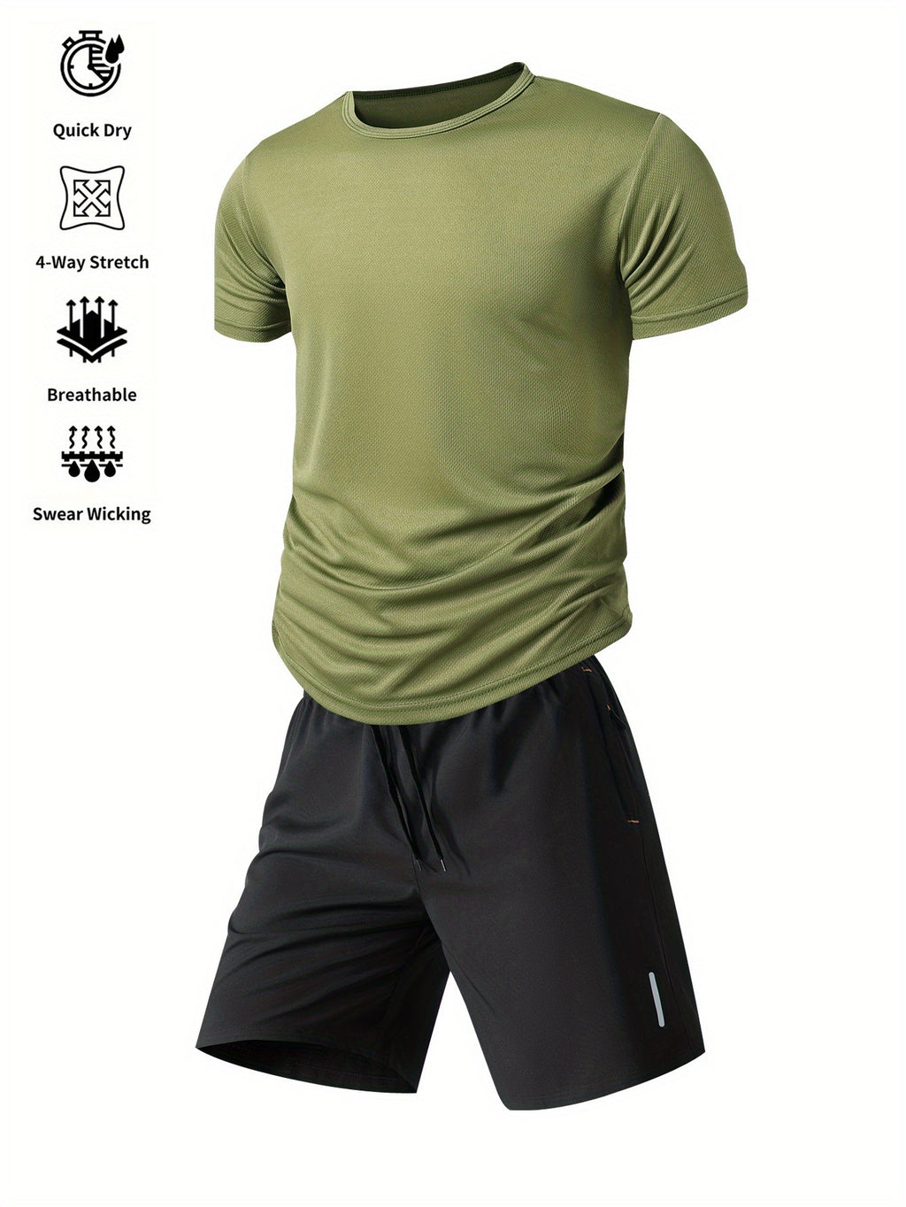 Ensemble sportif homme été, deux pièces, léger et respirant, parfait pour fitness, course, entraînement et loisirs actifs.