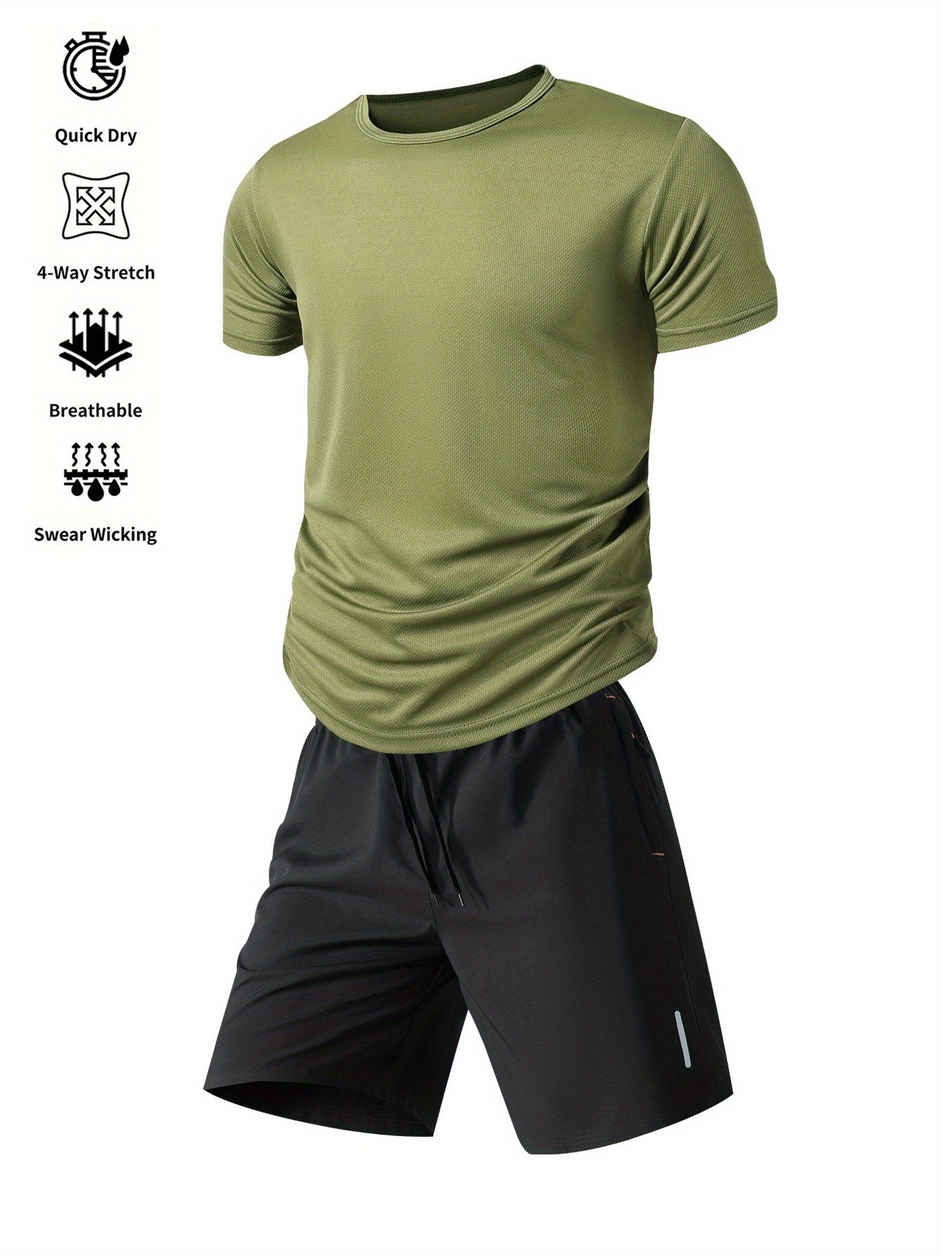 Ensemble sportif homme été, deux pièces, léger et respirant, parfait pour fitness, course, entraînement et loisirs actifs.