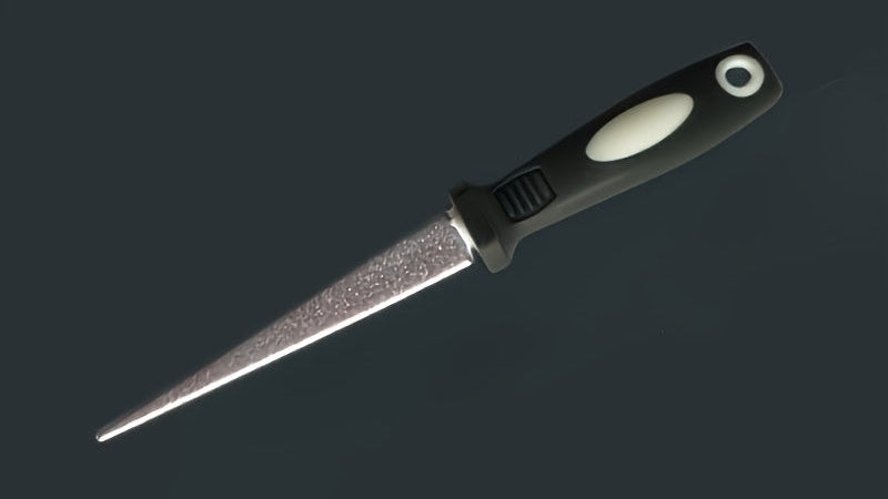 2-in-1 Diamond Whetstone for Knives, Scissors, and Garden Tools | Double-Sided Design with Flat and Curved Surfaces, Non-Slip Handle, Silvery Gray