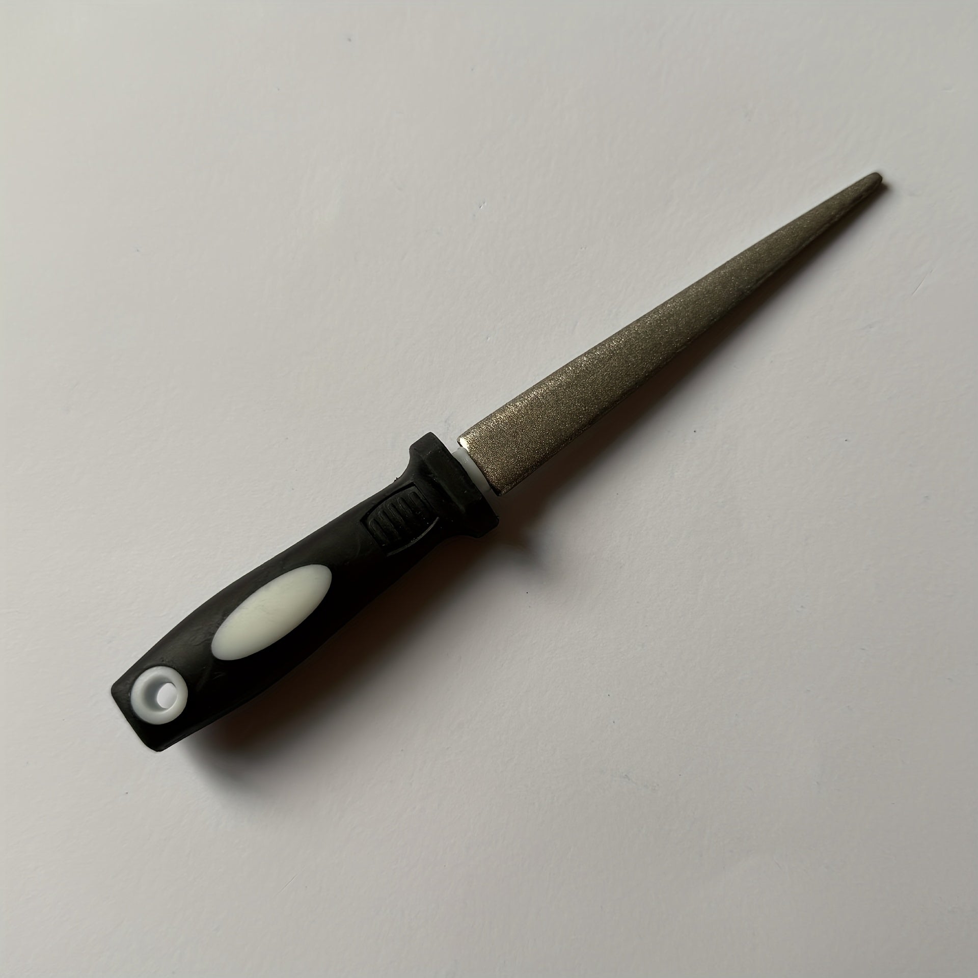 2-in-1 Diamond Whetstone for Knives, Scissors, and Garden Tools | Double-Sided Design with Flat and Curved Surfaces, Non-Slip Handle, Silvery Gray