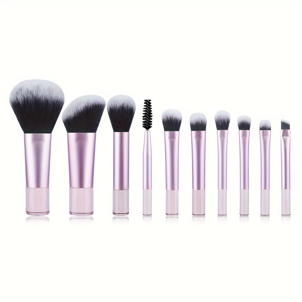 Set mini pinceaux maquillage 10 pièces avec pochette, portable, pour poudre, contour, yeux, sourcils et correcteur, idéal cadeau.