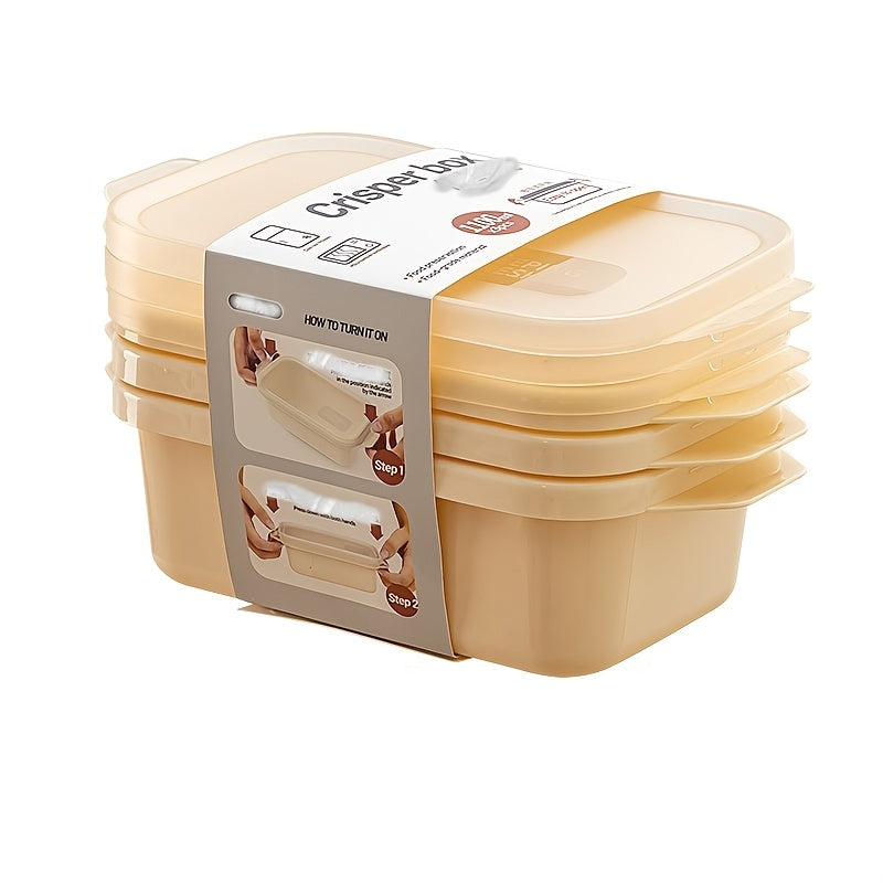 3psc Thickened Transparent Sealed Fresh-Keeping Box Rectangular Freezer Storage Container Plastic Microwave Food Grade Storage Box