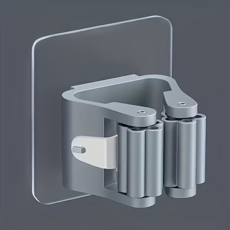 4pcs Plastic Utility Hooks, Wall Mounted Mop and Broom Holder, Strong Adhesion No-Drill Storage Rack for Bathroom and Kitchen