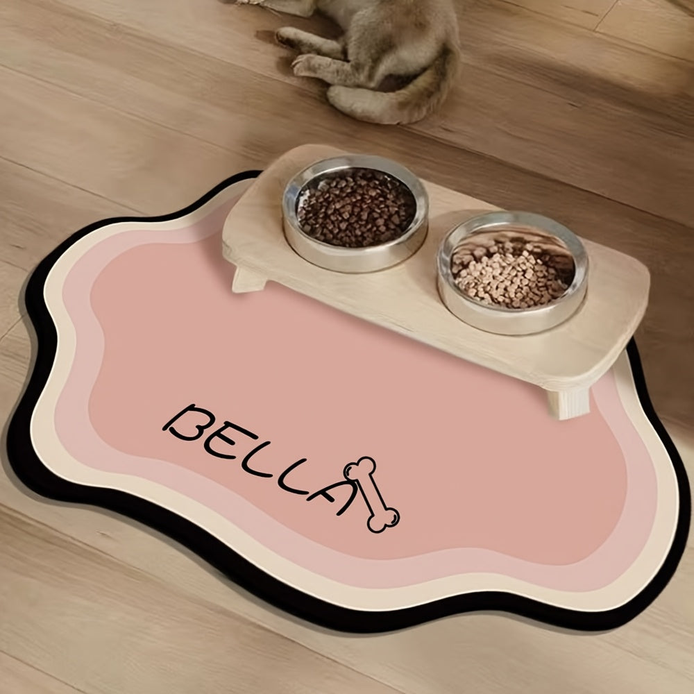 Tapis de repas personnalisé pour animaux, absorbant, antidérapant, séchage rapide, style nordique, caoutchouc durable, idéal intérieur pour chats et chiens.